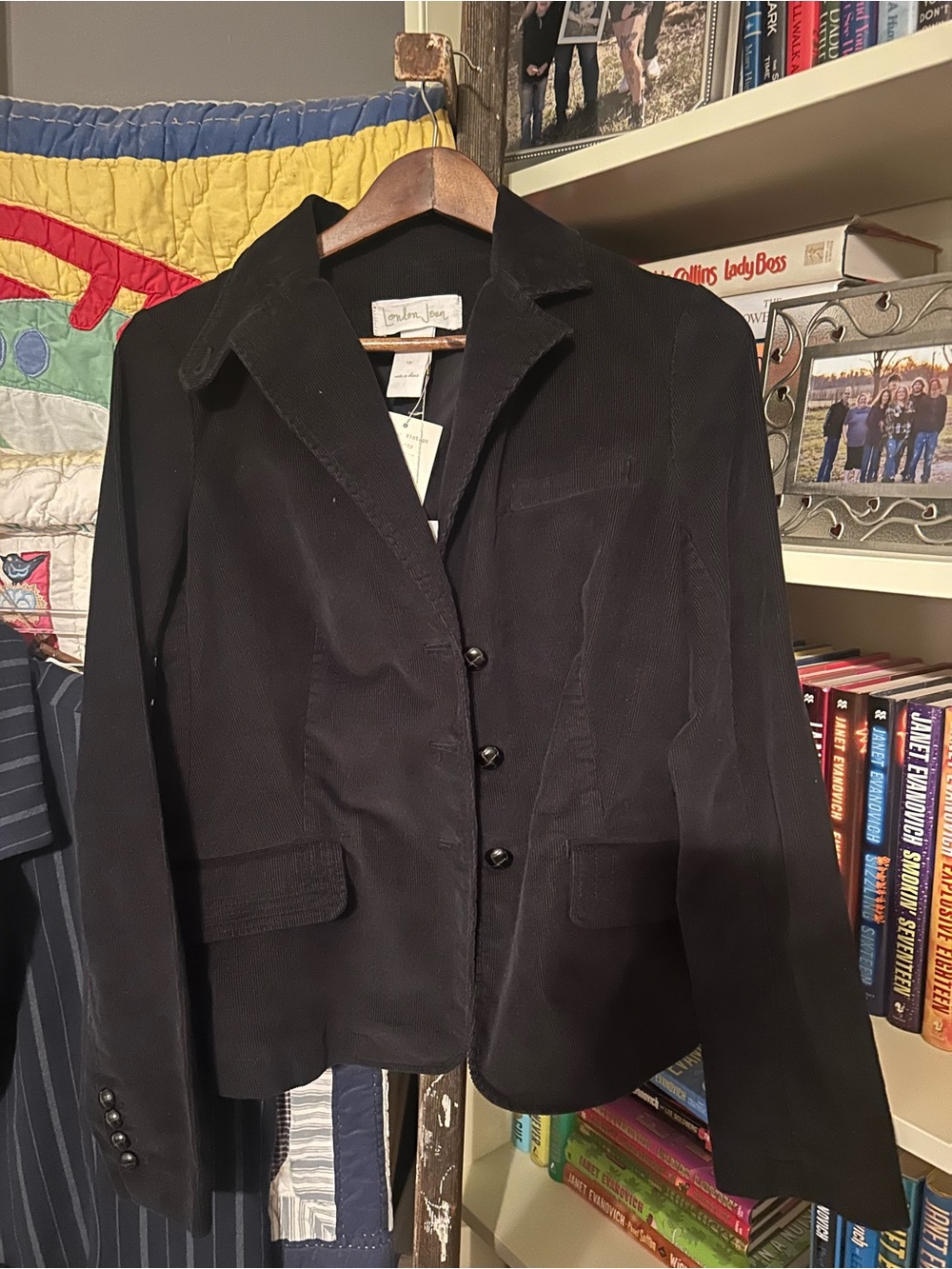 Vintage Black Corduroy Women's Blazer Jacket